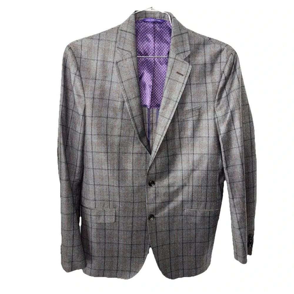 TED BAKER Endurance JAY Two Button Wool Blazer Jacket Mens 42L Gray  Windowpane